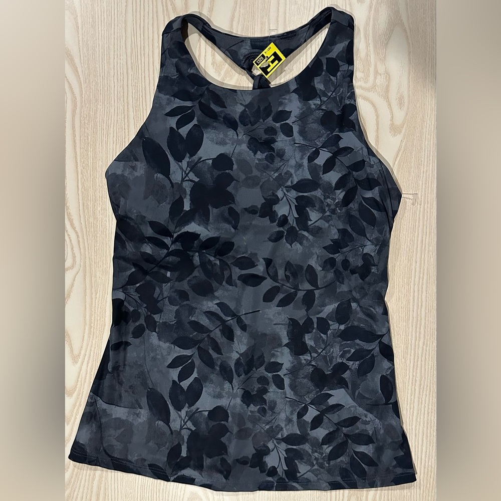 Old Navy Active PowerSoft Shelf-Bra Tank Top tonal leaf Size Medium floral